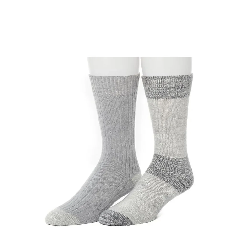 CUDDL DUDS MENS ClimateSmart TWO 2-PackS Sports Stripe and Colorblock Crew Socks
